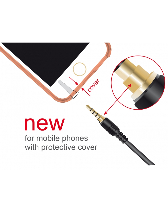 Delock Przedłużacz audio minijack M/F 4Pin 2m czarny dla iPhone