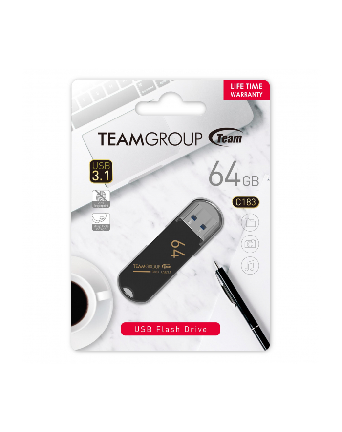 Team Group Pamięć USB C183 64GB USB 3.0 Czarna TC183364GB01