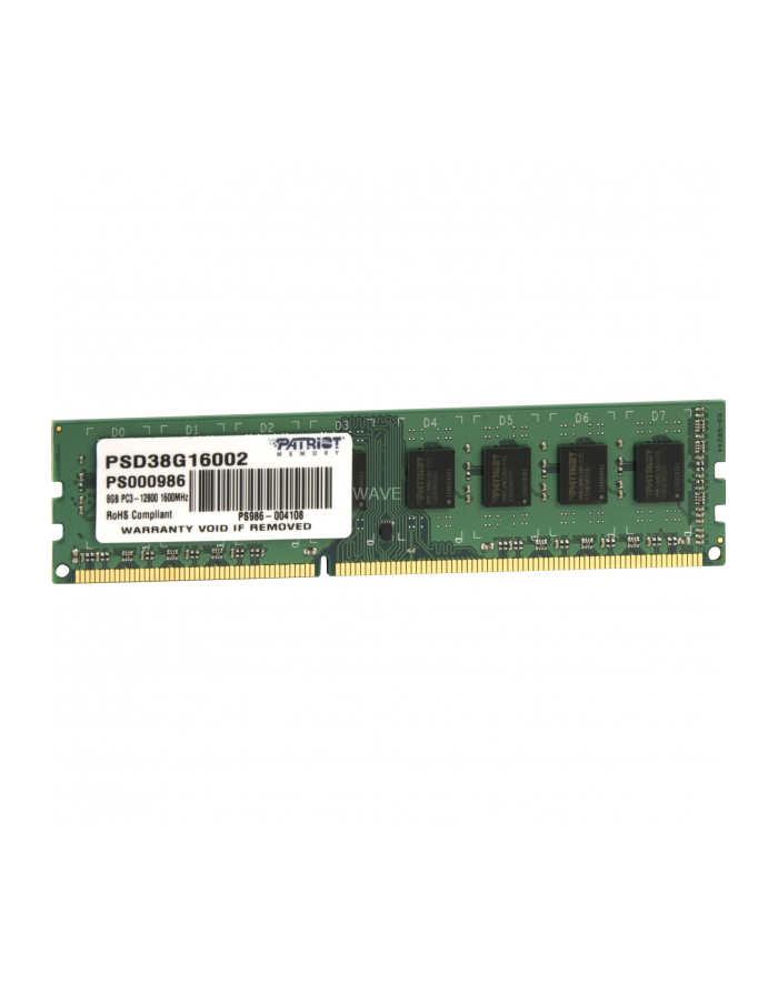 Patriot 8GB 1600MHz DDR3 Non-ECC CL11 DIMM 1.5V PSD38G16002
