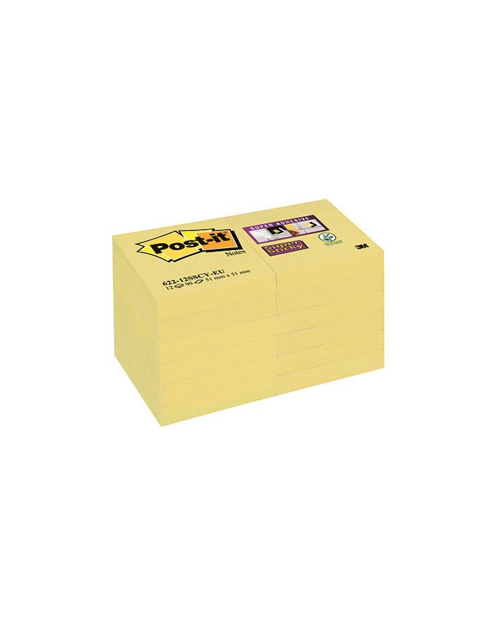 3M POST-IT POST-IT 62212SSCYEU Bloczek samoprzylepny Postit Super Sticky żółty 12 sztuk po 90 ka