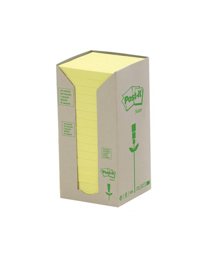 3M POST-IT POST-IT Bloczek samop ekologiczny POST-IT 654-1T 76x76mm 16x100 kart. żółty