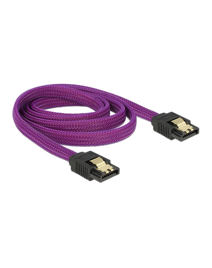 Delock kabel SATA 6 Gb/s 100 cm prosty/prosty metal. zatrzaski fioletowy Premium
