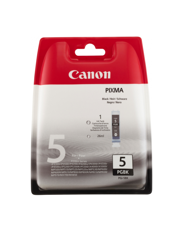 Tusz Canon PGI5BK black pigment BLISTER with security | 26ml | iP3300/4200/4300/