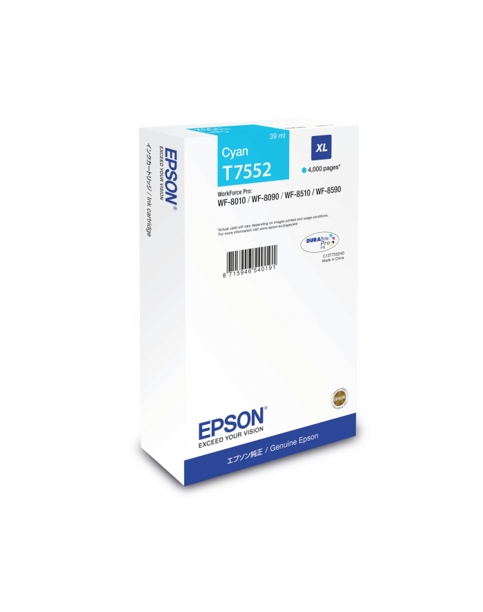 Tusz Epson T7552 cyan XL | WF-8010/WF-8090/WF-8510/WF-8590