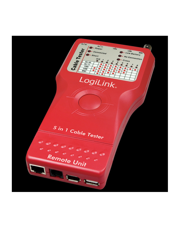 LogiLink Uniwersalny tester kabli RJ45-11/BNC/USB/IEEE1394