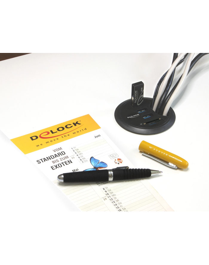 Delock table Hub 3 Port USB 3.0 card reader + 2 Slot SD card reader