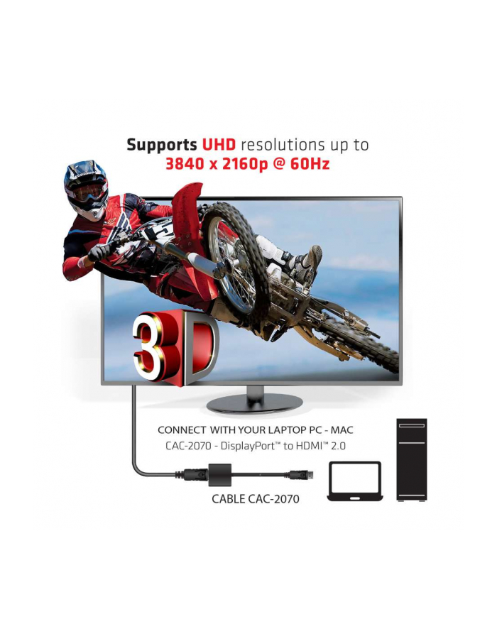 Club 3D DisplayPort - HDMI Czarny (CAC-2070)