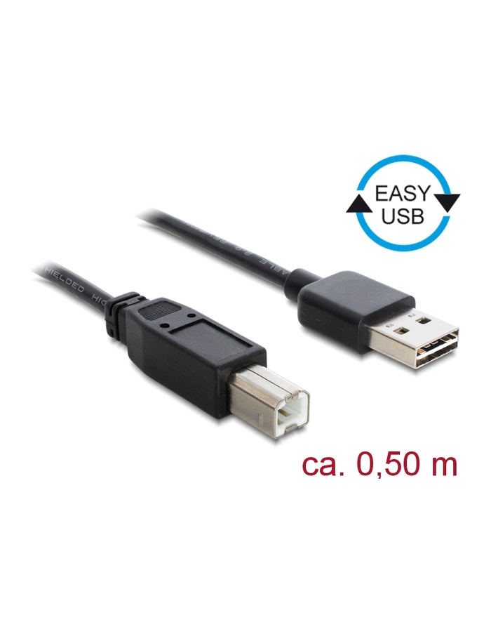 Delock USB A-USB B M/M Czarny 0,5m 83684