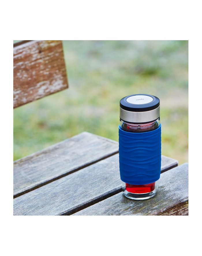 Emsa Tea Mug thermal tea mug 0.4 liters blue/transparent, glass, screw cap