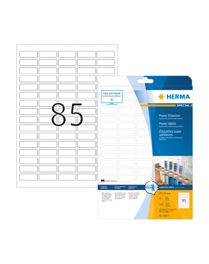 Herma Etykiety Mocy, O Dużej Przyczepności A4, 37 X 13 Mm, Wykonane Z Papieru - 10917