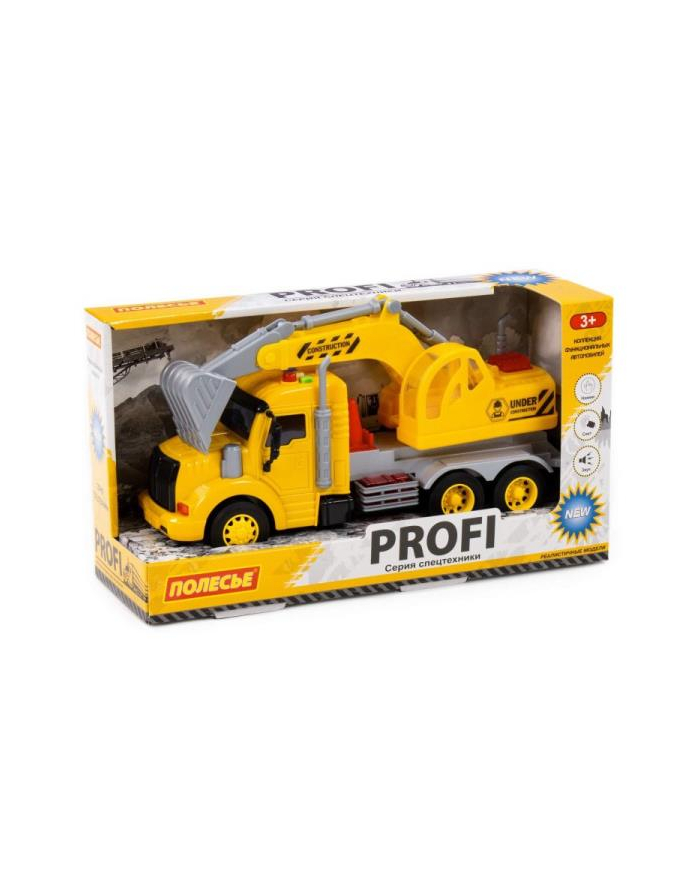 Polesie 86440 '';Profi' samochód-koparka z napędem, żółty, światło, dźwięk w pudełku