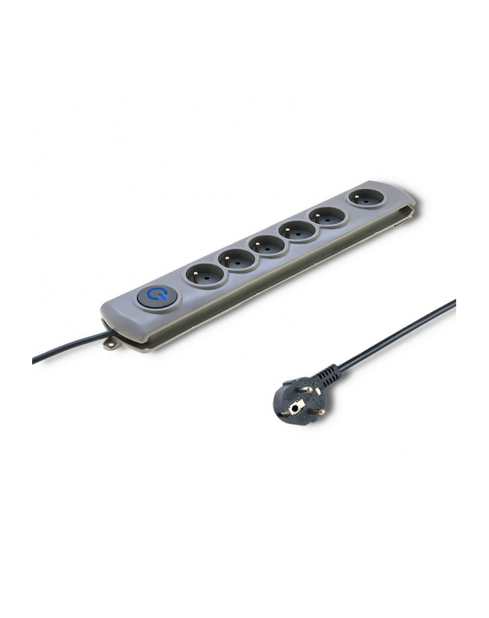 qoltec Listwa antyprzepięciowa Quick Switch, 6 gniazd, 3m, szara