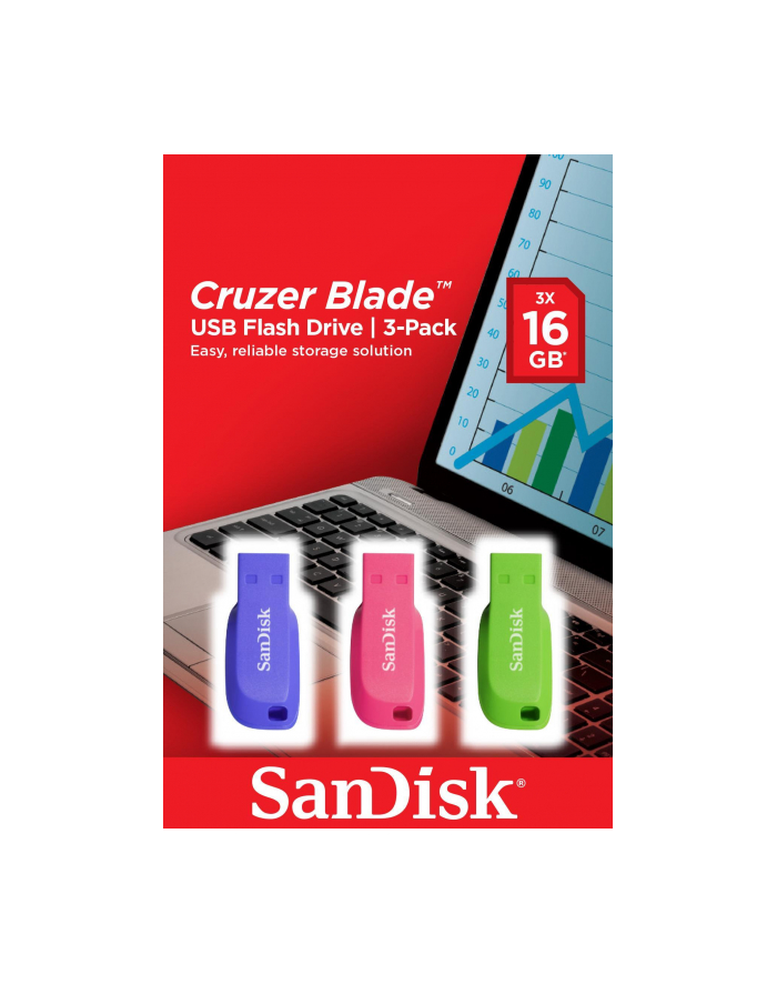 Sandisk Cruzer Blade - 16Gb 3 Pack Sdcz50C016Gb46T SDCZ50C-016G-B46T