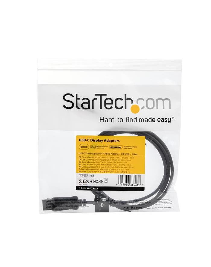 Startech Kabel Startech USB-C DisplayPort, 1.8m, Czarny CDP2DP146B