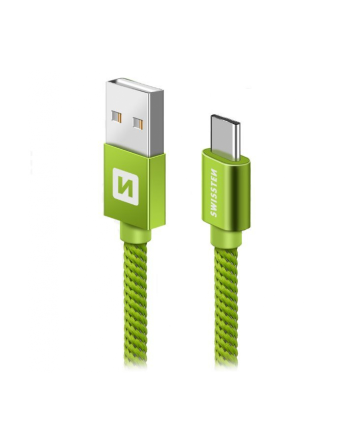 Swissten tekstylny USB - USB-C 1.2m zielony
