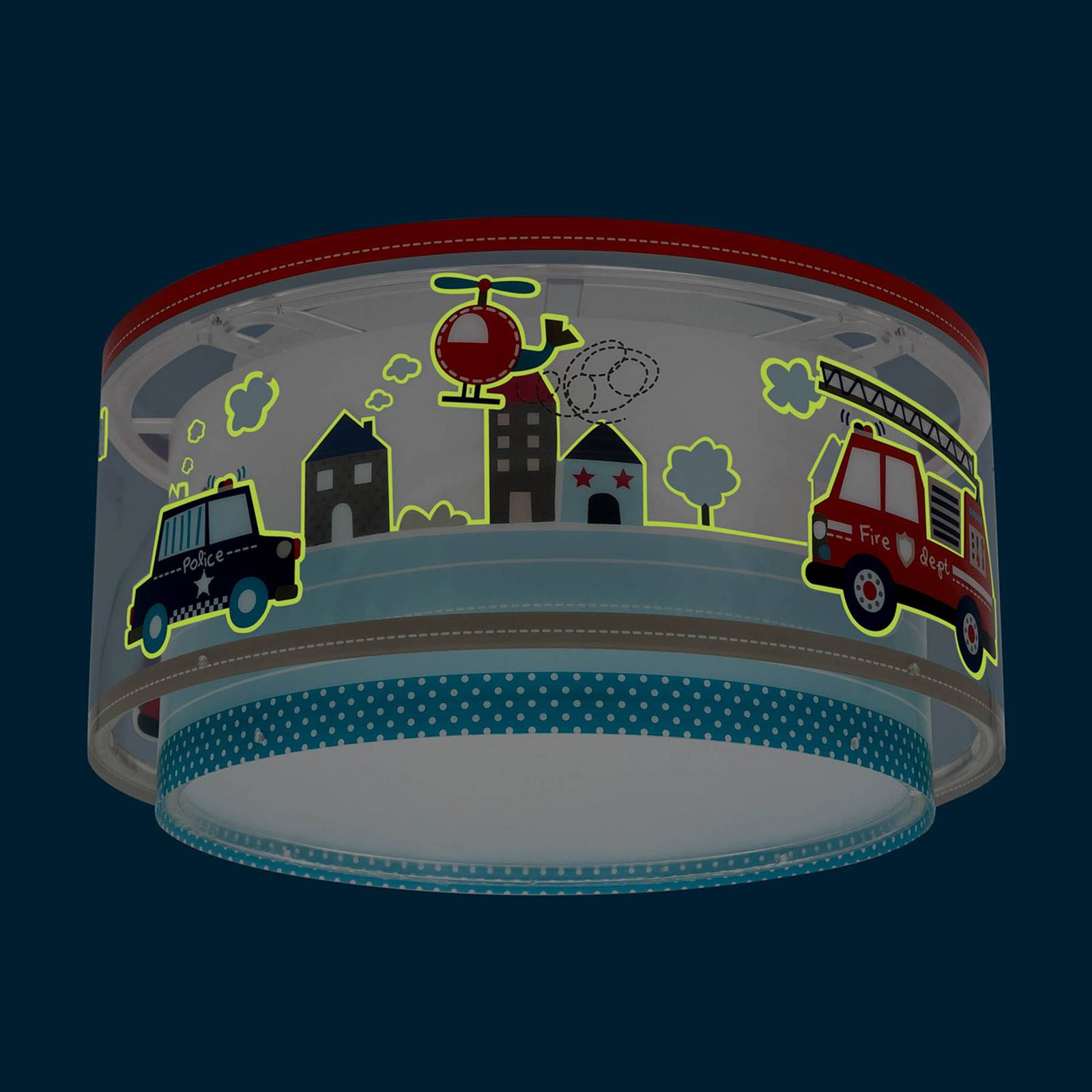 Dalber Police sufitowa, niebieska/biała, Ø 33 cm