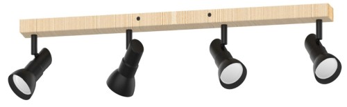 Triest lampa sufitowa (spot) 4-punktowa czarna/naturalny JP01A-SP-04AS-BWD.373