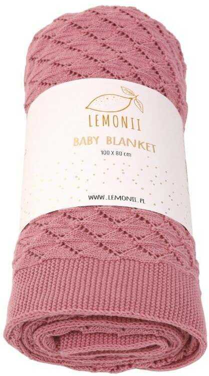 Kocyk bawełniany 80x100 cm Ażur Listek Róż Lemonii