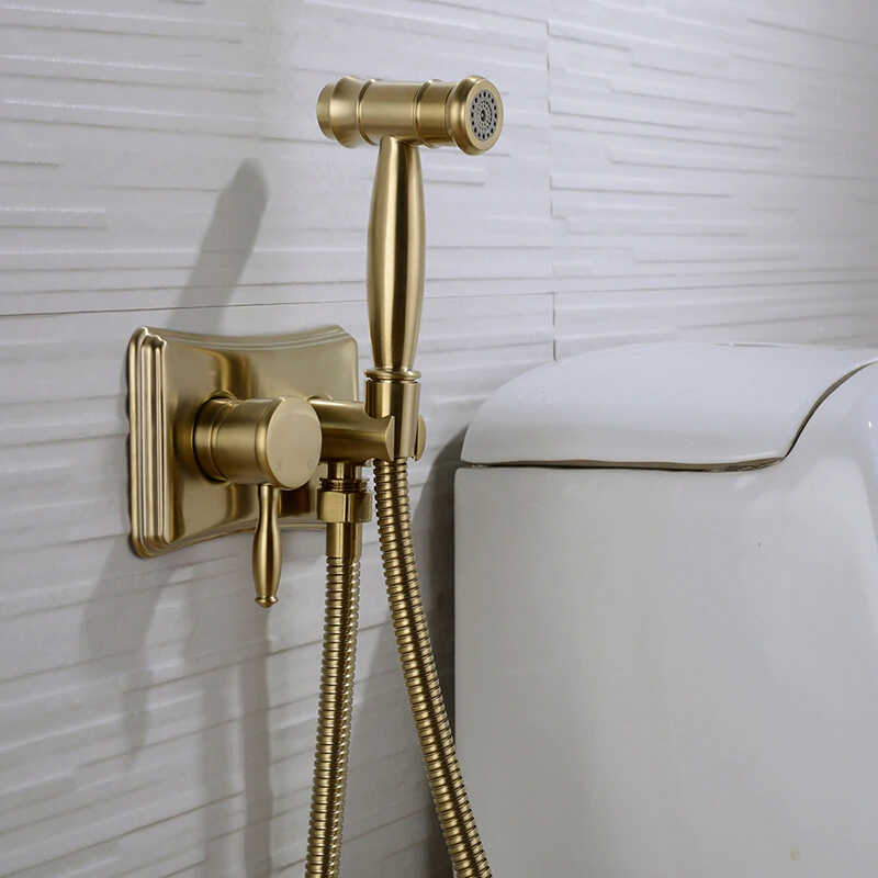 Bateria bidetowa bidet retro SELENA srebrny chrom - szczotkowane złoto