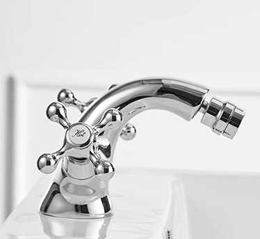 Bateria umywalkowa / bidetowa retro ABELIA szczotkowany mosiądz - srebrny chrom