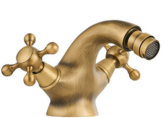 Bateria umywalkowa / bidetowa retro ABELIA srebrny chrom - szczotkowany mosiądz