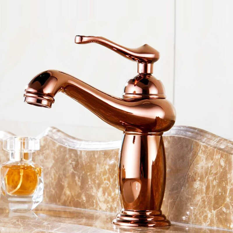 Bateria umywalkowa / bidetowa retro VIOLA srebrny chrom - różowe złoto