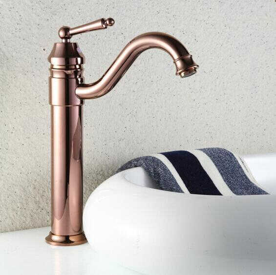 Bateria umywalkowa retro LEDA różowe złoto - różowe złoto