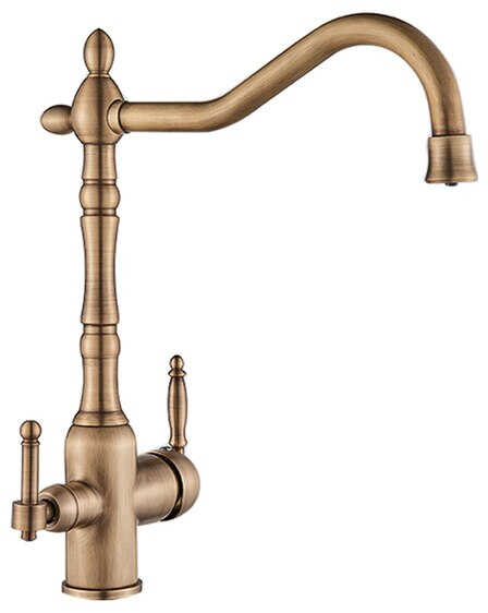 Bateria kuchenna retro z ARETHE złota z filtrem - szczotkowany mosiądz