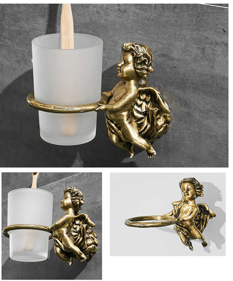 kubek na szczoteczki do zębów retro EUNIKE anioł szczotkowany mosiądz