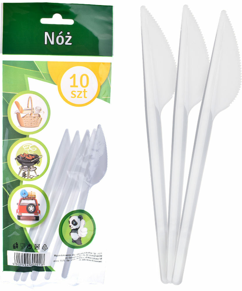 FIDO Nóż Plastikowy Biały 10 sztuk