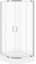 CERSANIT Zestaw: Kabina prysznicowa półokrągła ZIP chrom 90x190 + brodzik TAKO 90x16 S601-110