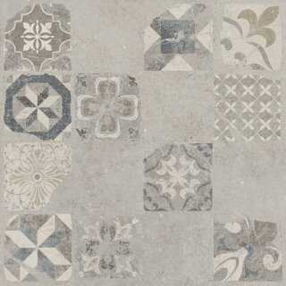 Gres szkliwiony VITORIA light grey patchwork mat 59,8x59,8 gat. II