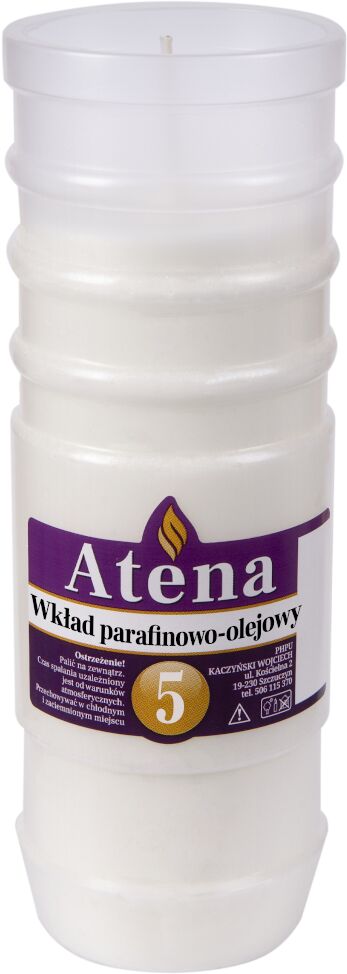Wkład parafinowo - olejowe do zniczy 5 dni 108h 18 cm 1 sztuka ATENA 5