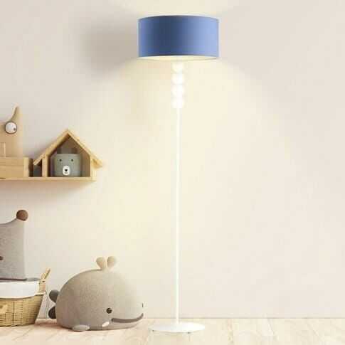 LAMPA STOJĄCA DLA DZIECI BIAŁA/NIEBIESKA ABAŻUR TKANINOWY LIVIA 1xE27 60W