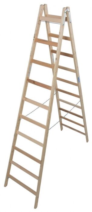 Drabina drewniana dwustronna KRAUSE ze szczeblami 2x10 - 4,05m