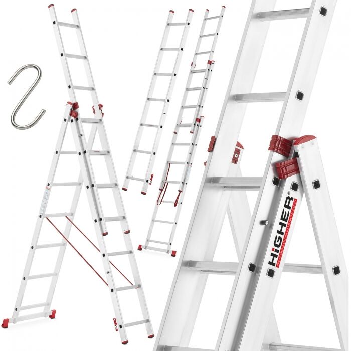 Drabina aluminiowa uniwersalna 3x7 HIGHER Professional na schody - 5,30m