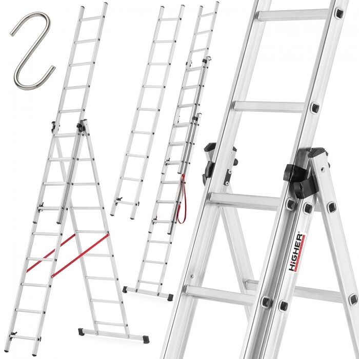 Drabina aluminiowa uniwersalna 3x9 HIGHER + GRATIS