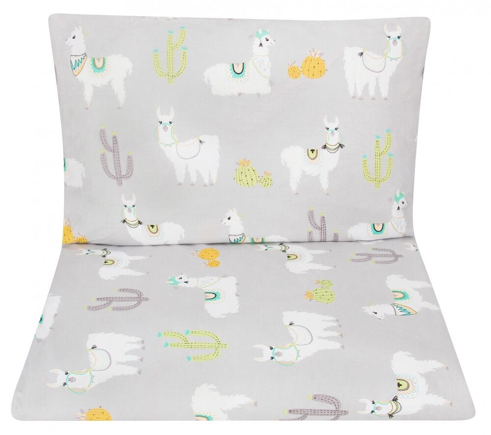 Pościel do łóżeczka niemowlęca dziecięca poszewki 135x100 - Lamy szare