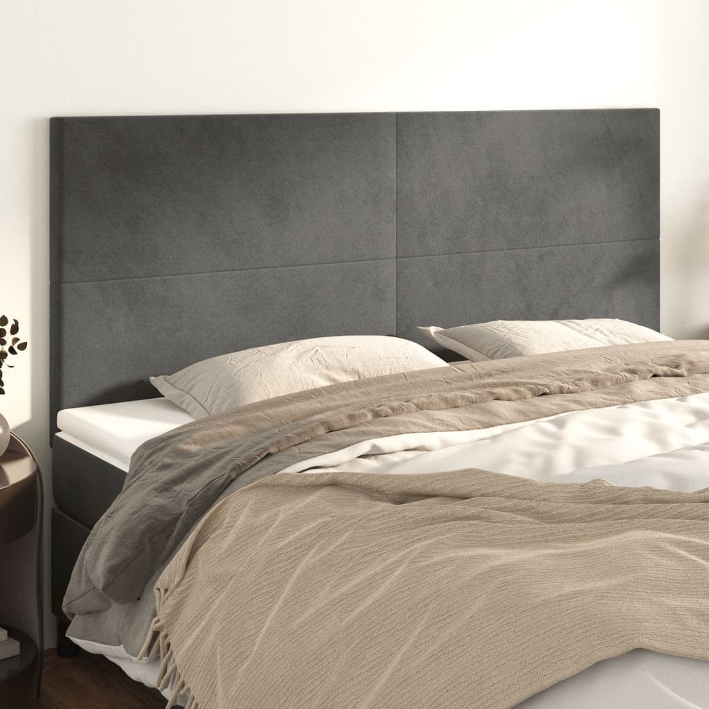 Lumarko Zagłówki do łóżka, 4 szt, ciemnoszary, 100x5x78/88cm, aksamitny!