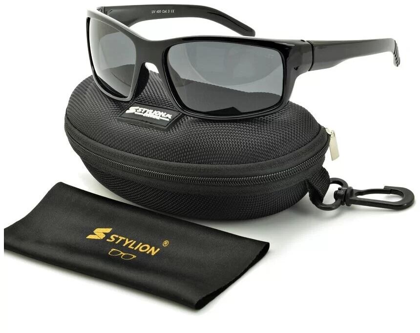 Stylion Męskie sportowe okulary przeciwsłoneczne czarne z polaryzacją SPD186