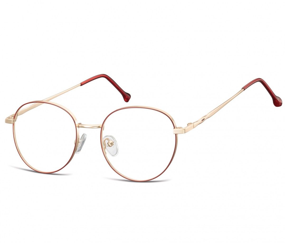 Sunoptic Okulary Oprawki owalne Lenonki optyczne 912F złoto-czerwone