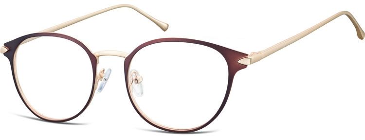 Sunoptic Oprawki okularowe kocie oczy damskie stalowe 940B brązowe