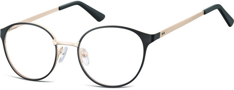 Sunoptic Oprawki okularowe kocie oczy damskie stalowe 941A czarno-złote