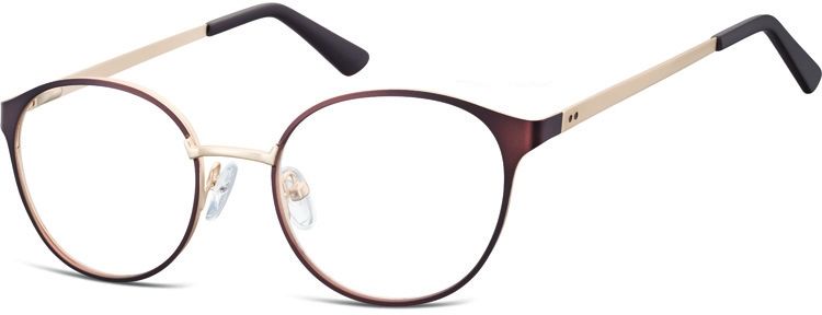 Sunoptic Oprawki okularowe kocie oczy damskie stalowe 941B brązowo-złote