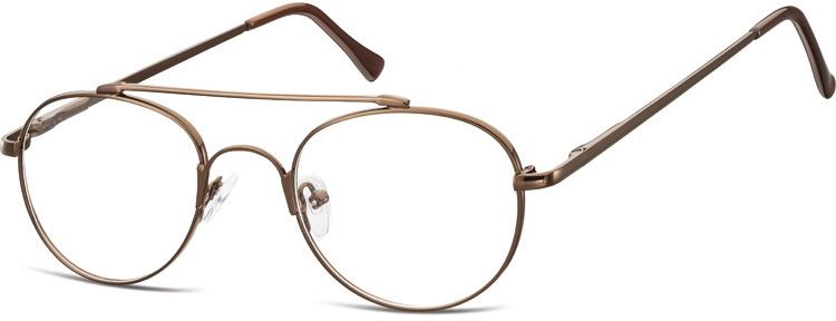 Sunoptic Okulary oprawki okrągłe zerówki metalowe korekcyjne 785E brązowe