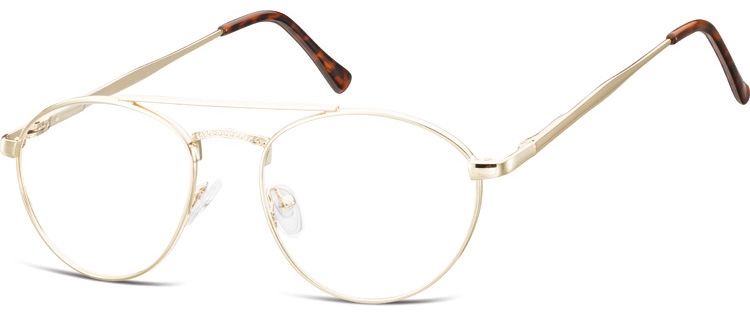 Sunoptic Okulary oprawki okrągłe zerówki metalowe korekcyjne 788C złote