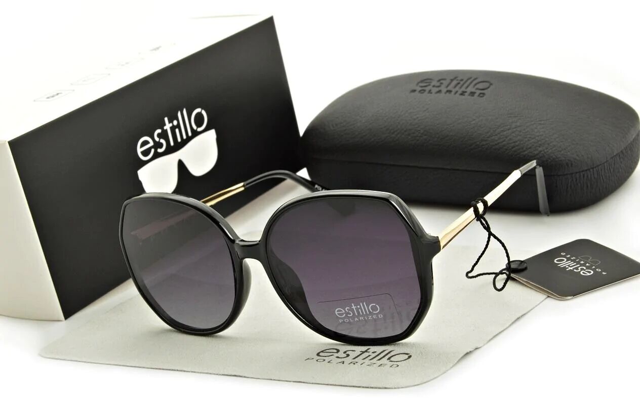 ESTILLO Damskie okulary przeciwsłoneczne polaryzacyjne czarne EST-11-1 Estillo EST-11-1
