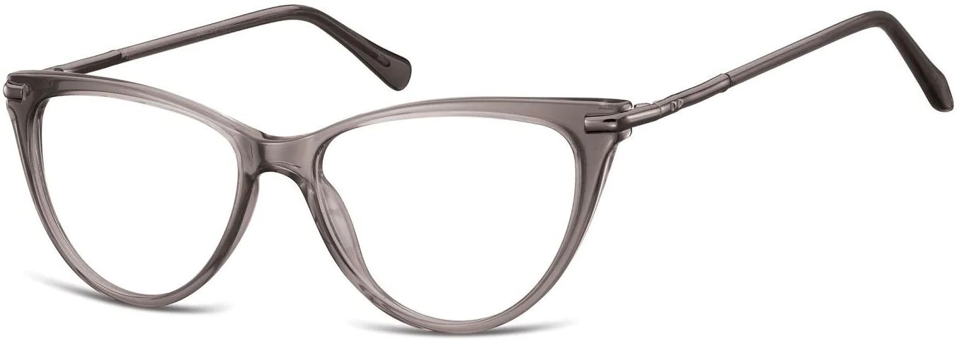 Sunoptic Okulary zerówki korekcyjne Kocie Oczy damskie AC1E szare transparentne
