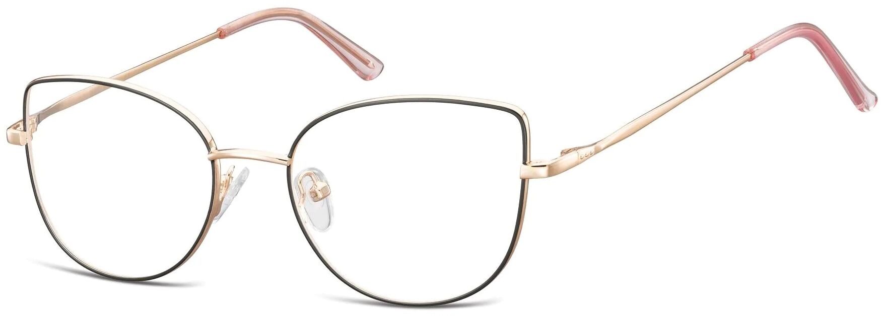 Sunoptic Okulary oprawki korekcyjne kocie oczy zerówki L119A złoto-czarne