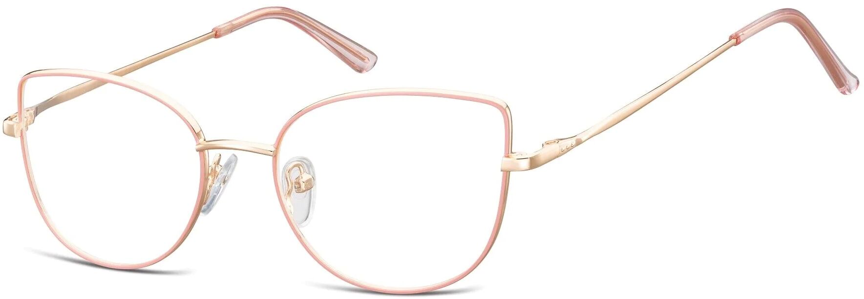 Sunoptic Okulary oprawki korekcyjne kocie oczy zerówki L119D złoto-różowe